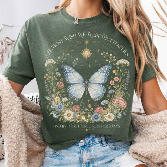 T-Shirt Moss / S I Almost Wish We Were Butterflies John Keats T-Shirt The Mystic Eden