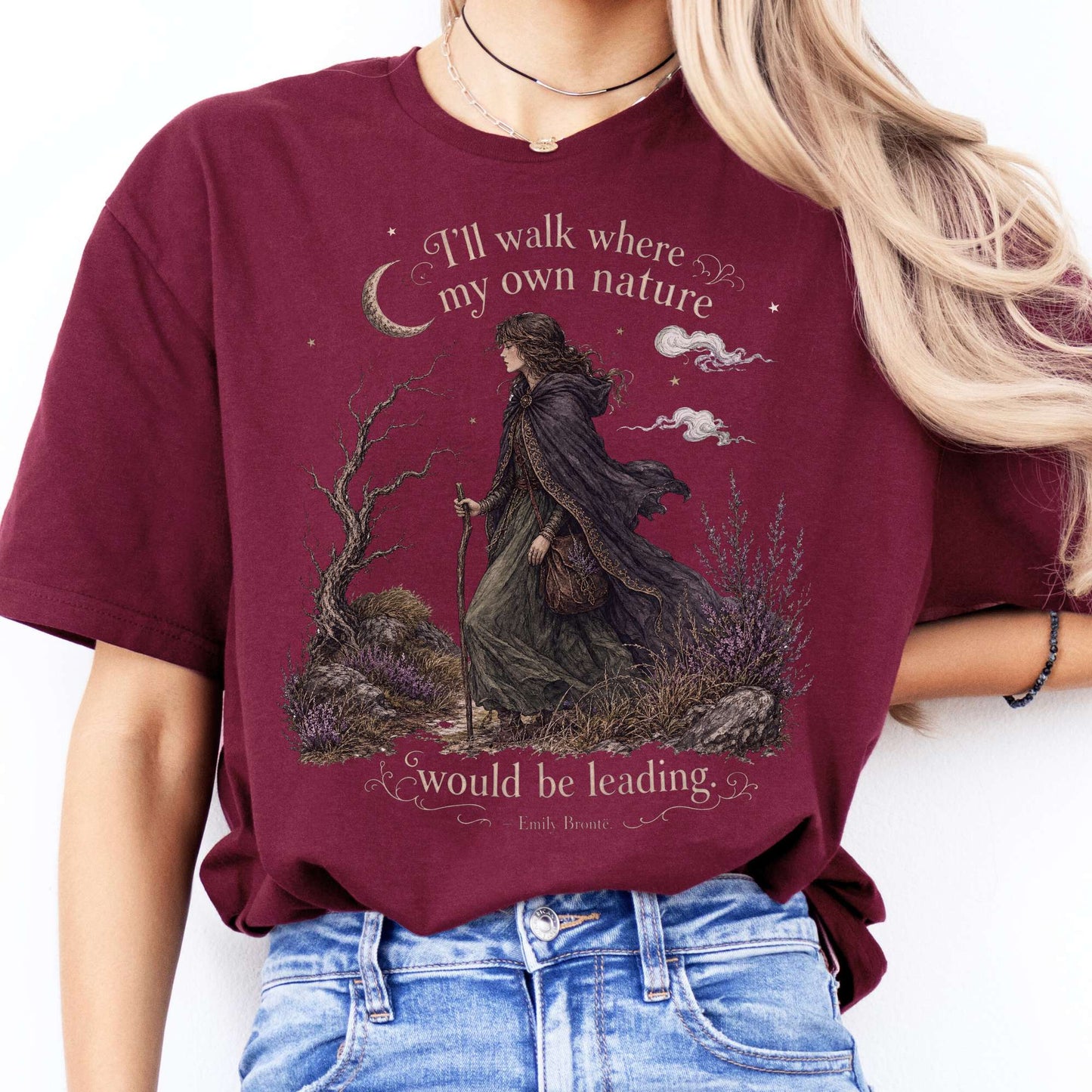 I'll Walk Where My Own Nature Emily Brontë Literary T-Shirt