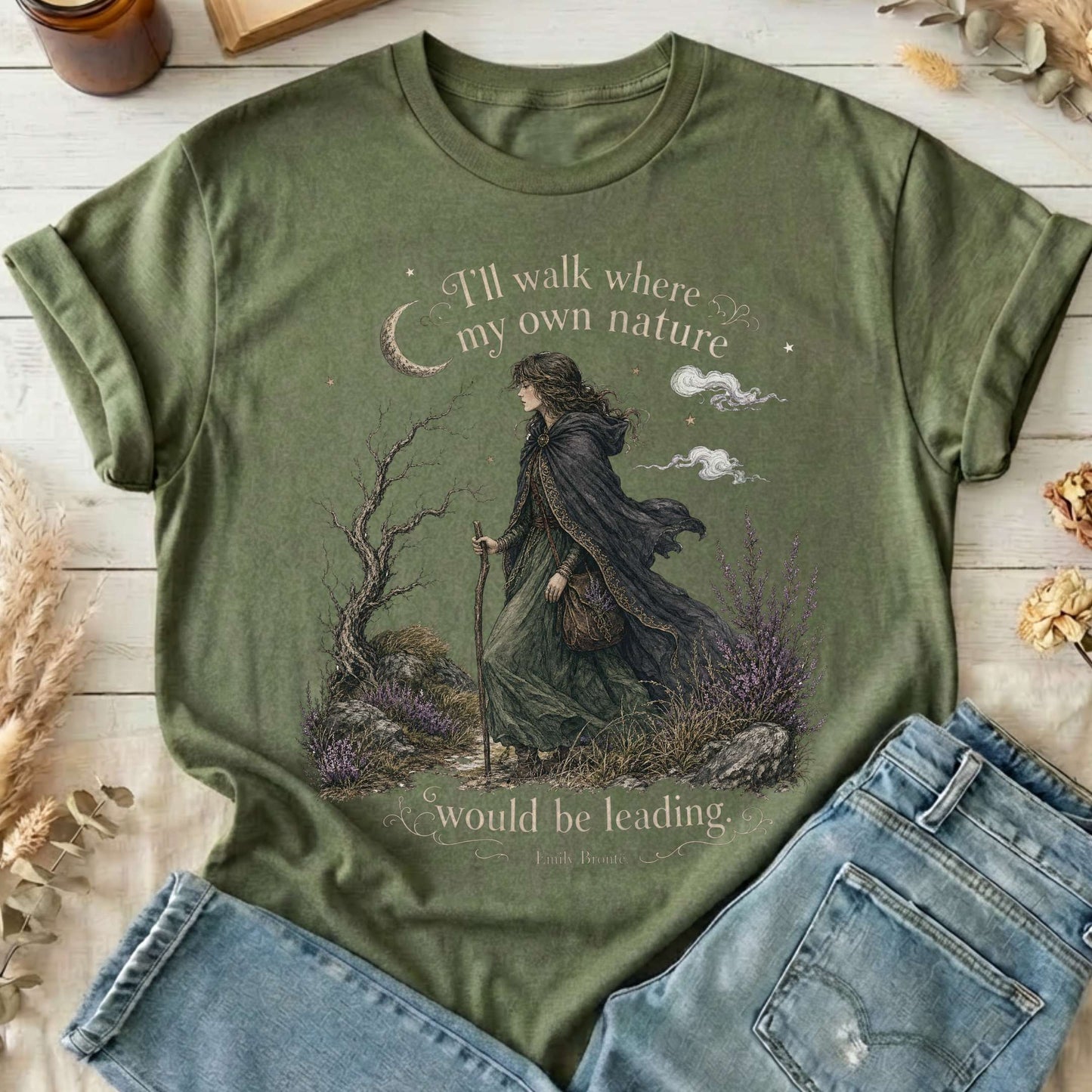I'll Walk Where My Own Nature Emily Brontë Literary T-Shirt