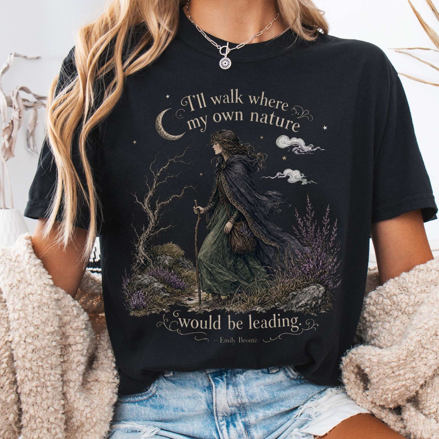 T-Shirt Black / S I'll Walk Where My Own Nature Emily Brontë Literary T-Shirt The Mystic Eden