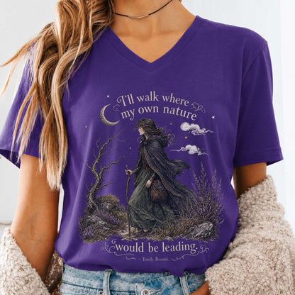 I'll Walk Where My Own Nature Emily Brontë Literary V-Neck