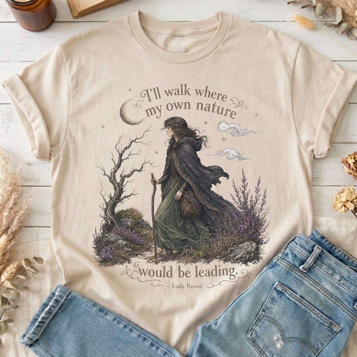 I'll Walk Where My Own Nature Emily Brontë Literary T-Shirt