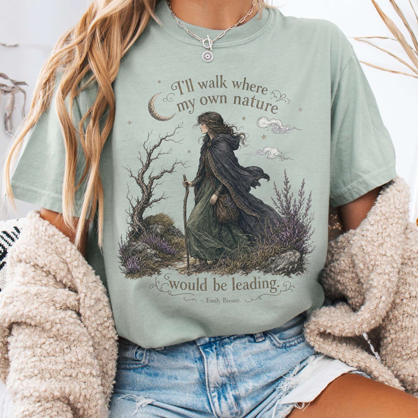 T-Shirt Bay / S I'll Walk Where My Own Nature Emily Brontë Literary T-Shirt The Mystic Eden