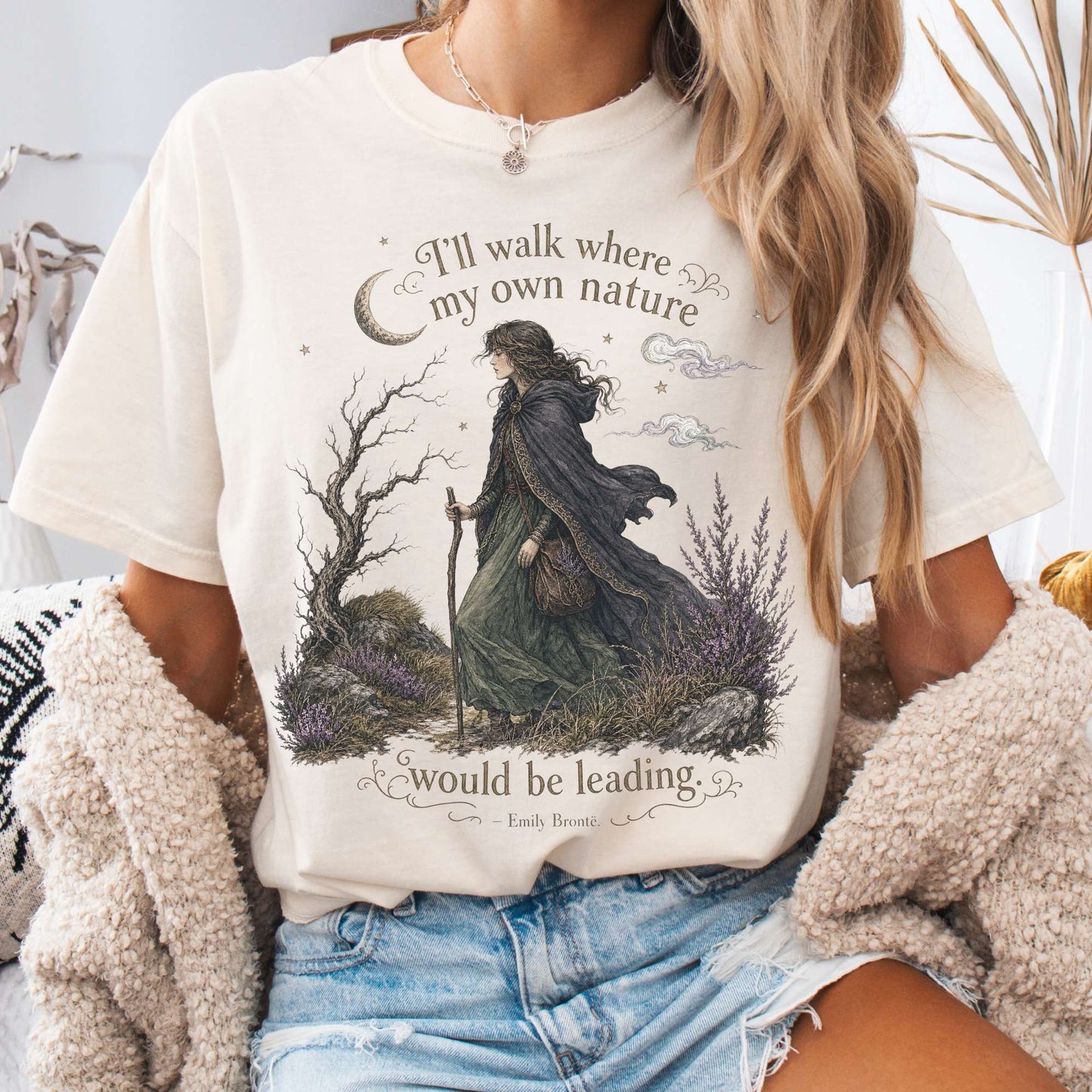 T-Shirt Ivory / S I'll Walk Where My Own Nature Emily Brontë Literary T-Shirt The Mystic Eden