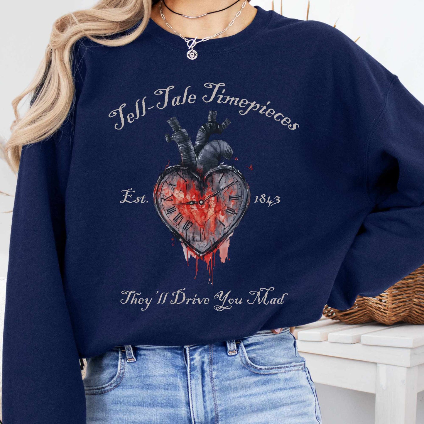 Tell-Tale Timepieces Edgar Allan Poe Sweatshirt