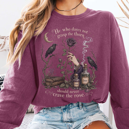 Long-sleeve Berry / S He Who Dares Not Grasp the Thorn Anne Brontë Literary Long Sleeve The Mystic Eden