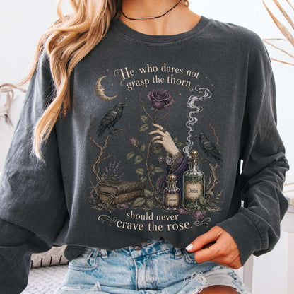 Long-sleeve Pepper / S He Who Dares Not Grasp the Thorn Anne Brontë Literary Long Sleeve The Mystic Eden