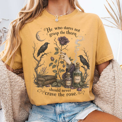 T-Shirt Mustard / S He Who Dares Not Grasp the Thorn Anne Brontë Literary T-Shirt The Mystic Eden