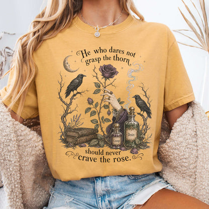 T-Shirt Mustard / S He Who Dares Not Grasp the Thorn Anne Brontë Literary T-Shirt The Mystic Eden