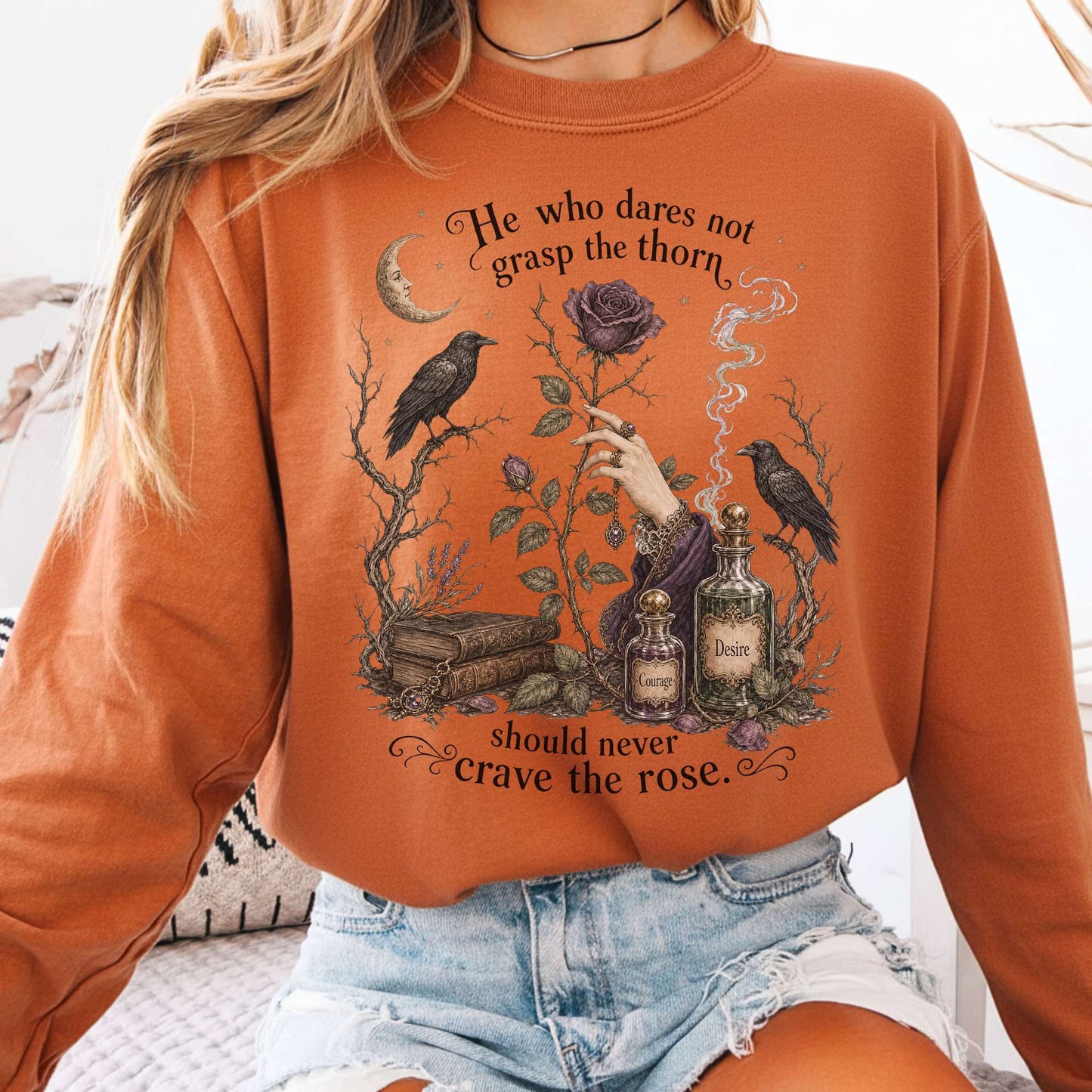 Long-sleeve Yam / S He Who Dares Not Grasp the Thorn Anne Brontë Literary Long Sleeve The Mystic Eden