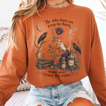 Long-sleeve Yam / S He Who Dares Not Grasp the Thorn Anne Brontë Literary Long Sleeve The Mystic Eden
