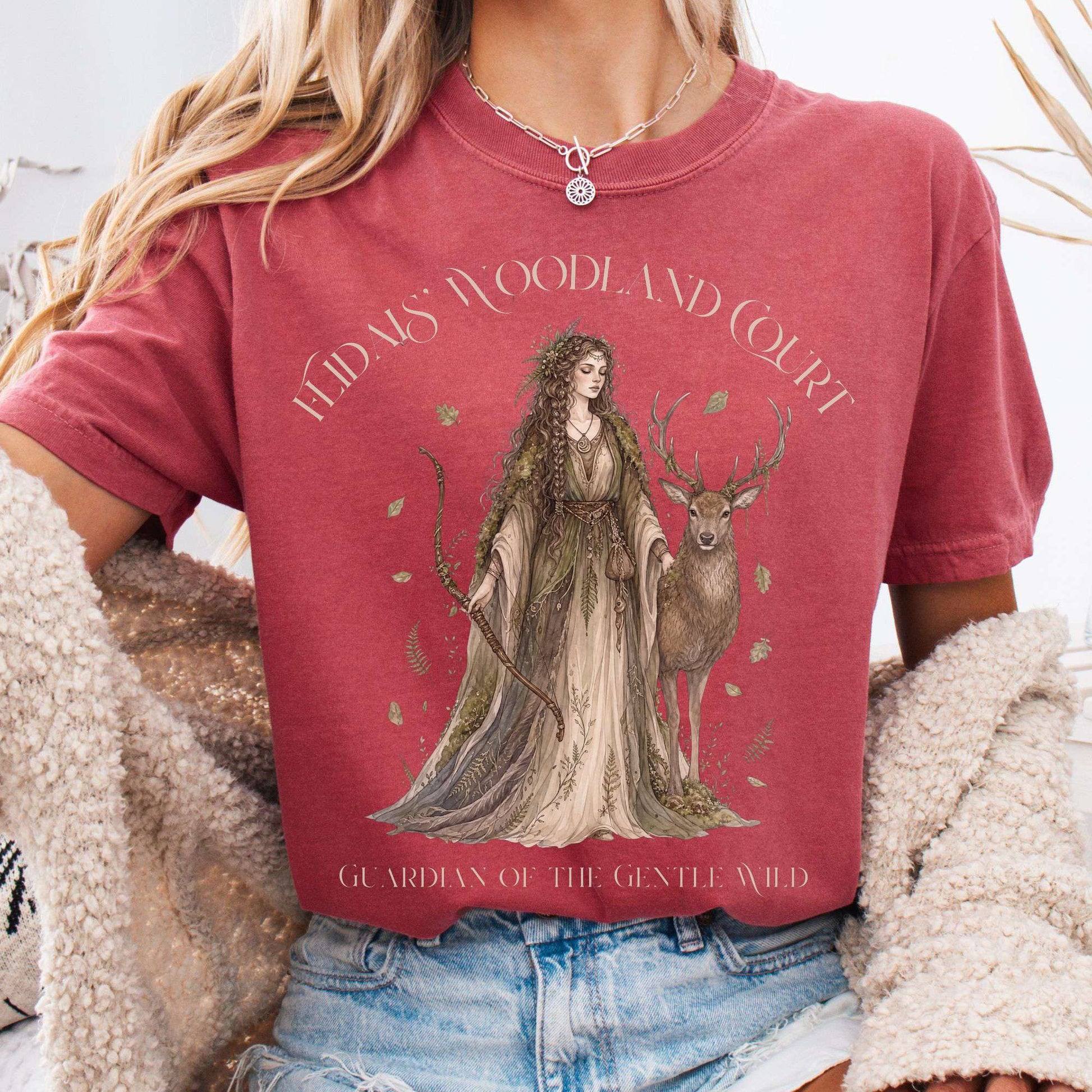 T-Shirt Crimson / S Flidais' Woodland Court Irish Mythology T-Shirt The Mystic Eden