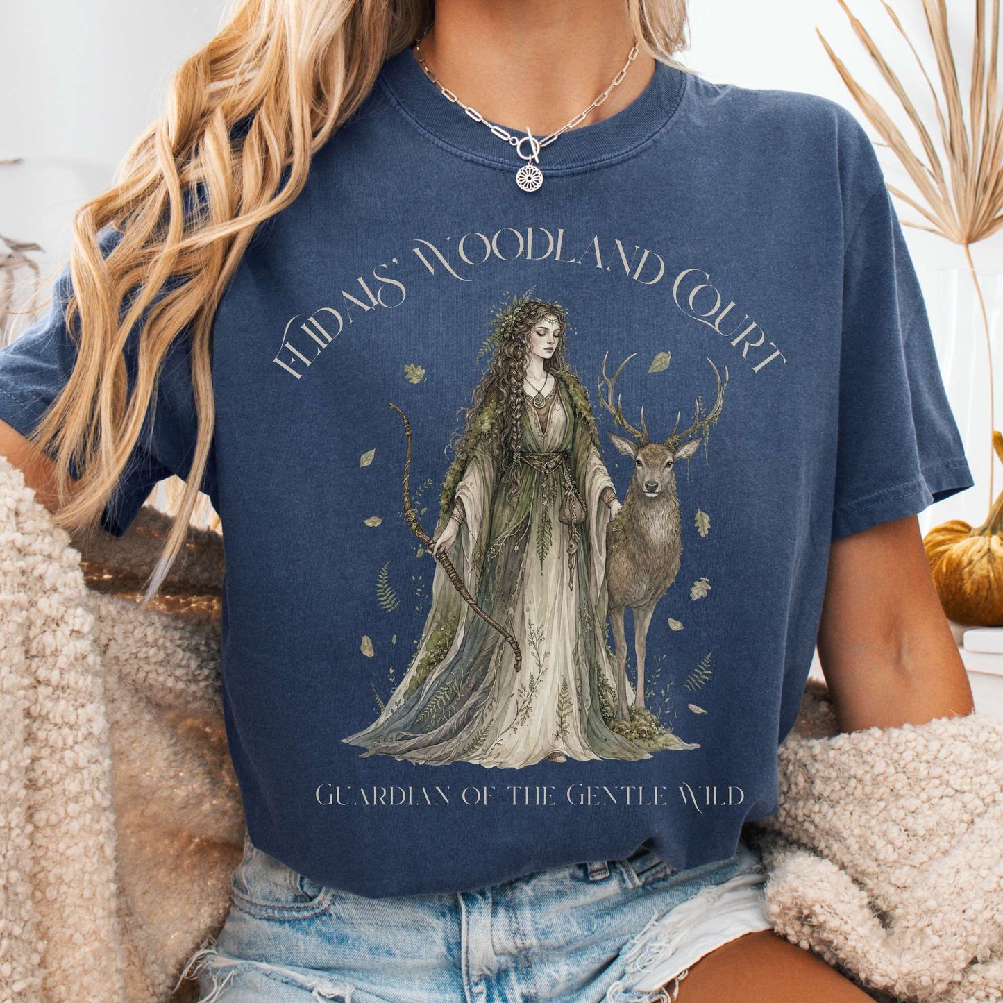 T-Shirt Denim / S Flidais' Woodland Court Irish Mythology T-Shirt The Mystic Eden