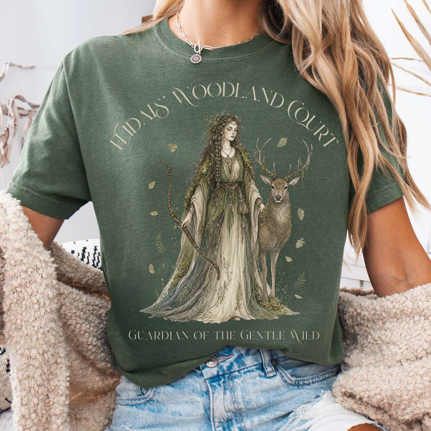 T-Shirt Moss / S Flidais' Woodland Court Irish Mythology T-Shirt The Mystic Eden