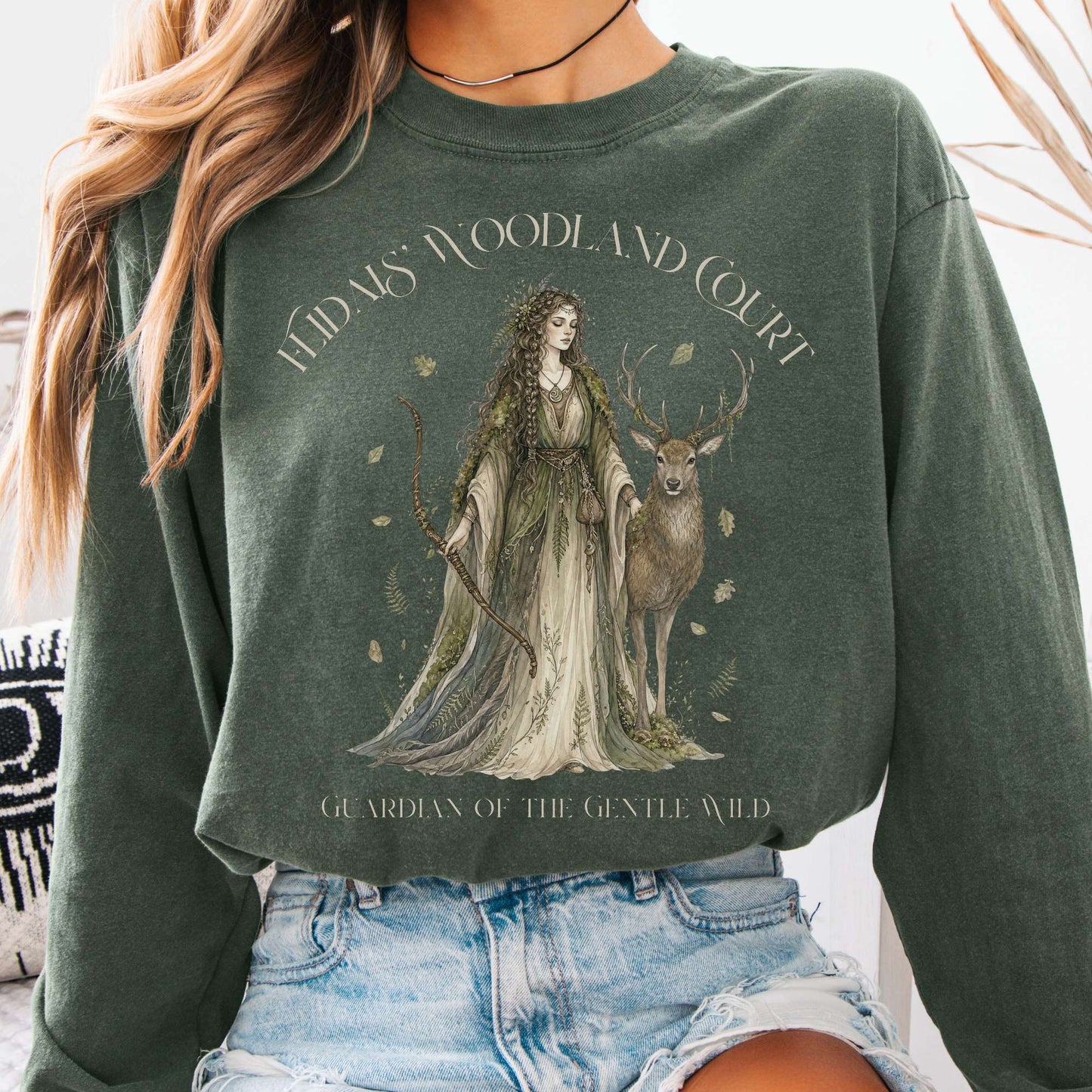 Long-sleeve Hemp / S Flidais' Woodland Court Irish Mythology Long Sleeve The Mystic Eden