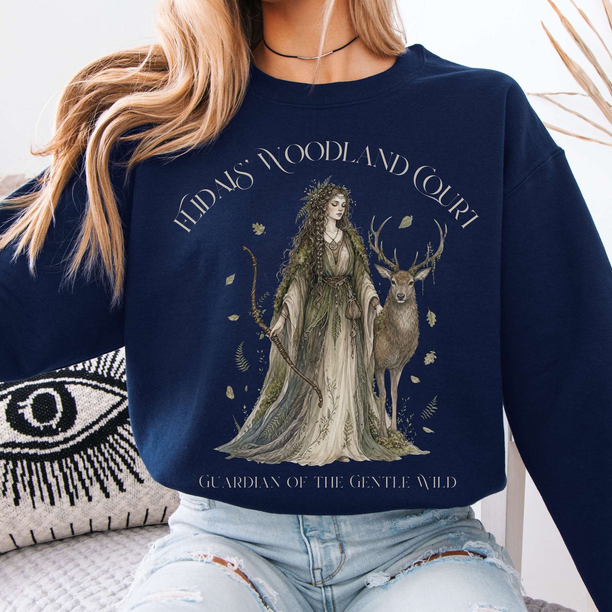 Sweatshirt Navy / S Flidais' Woodland Court Irish Mythology Crewneck Sweatshirt The Mystic Eden