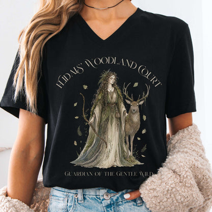 V-neck Black / S Flidais' Woodland Court Irish Mythology V-Neck The Mystic Eden
