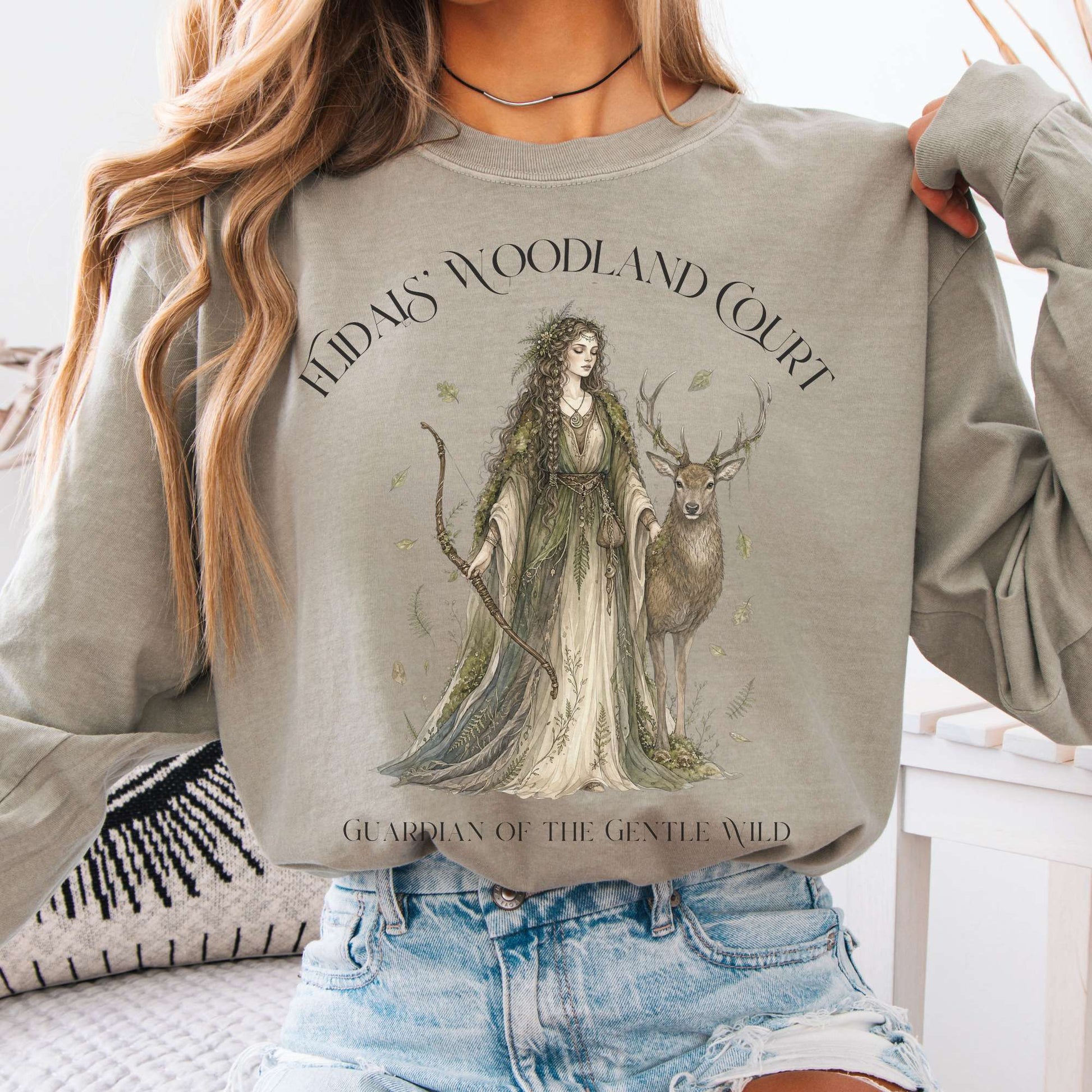 Long-sleeve Sandstone / S Flidais' Woodland Court Irish Mythology Long Sleeve The Mystic Eden