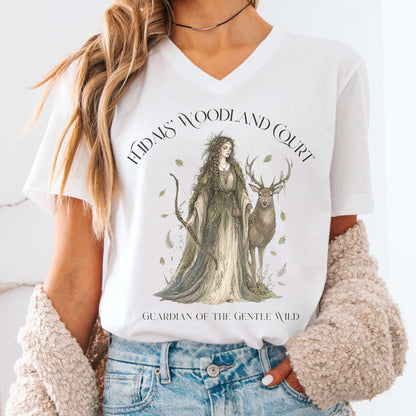 V-neck White / S Flidais' Woodland Court Irish Mythology V-Neck The Mystic Eden