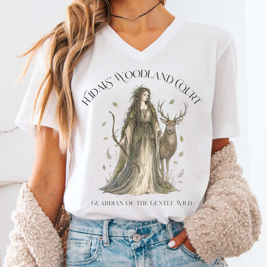 V-neck White / S Flidais' Woodland Court Irish Mythology V-Neck The Mystic Eden