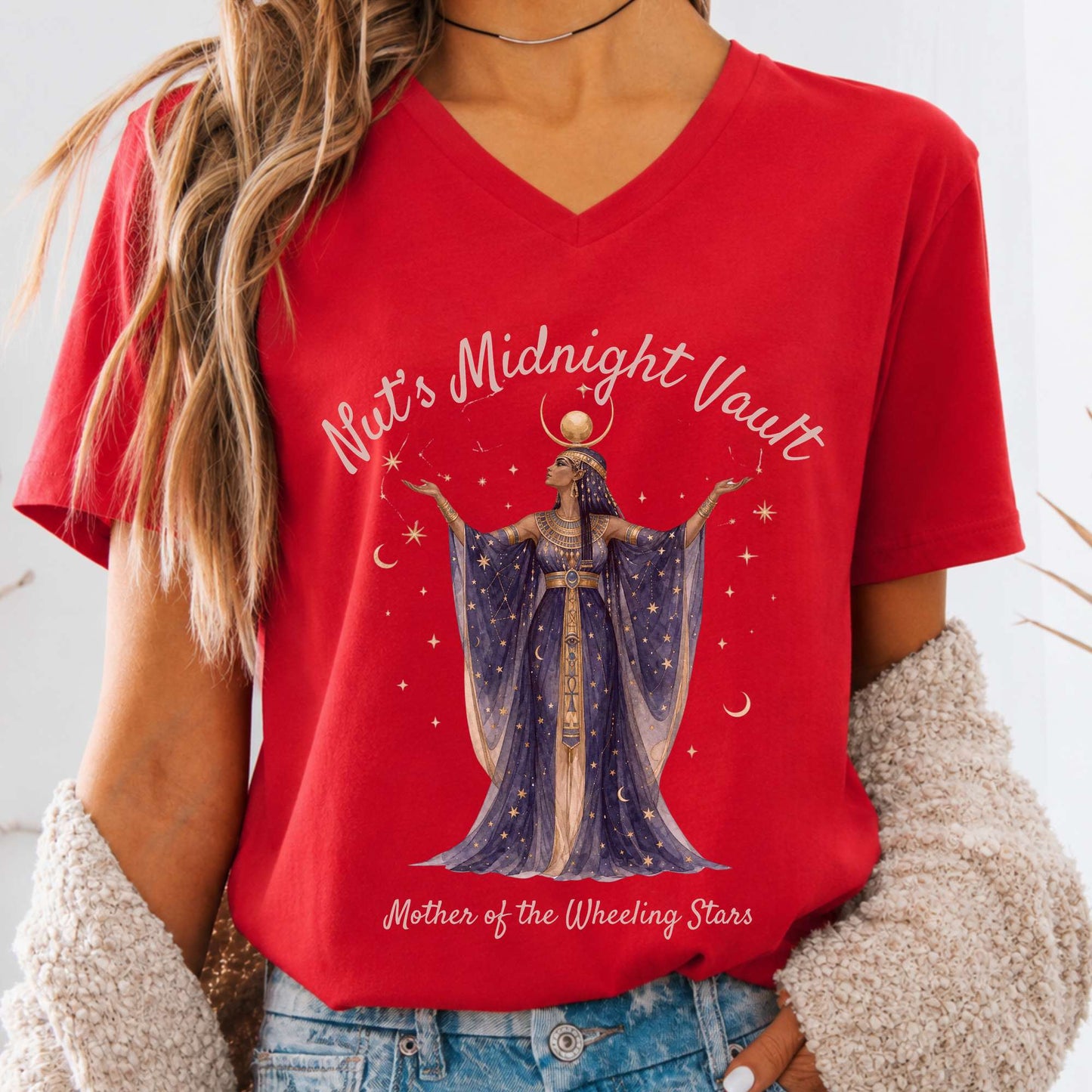 Nut's Midnight Vault Egyptian Mythology V-Neck