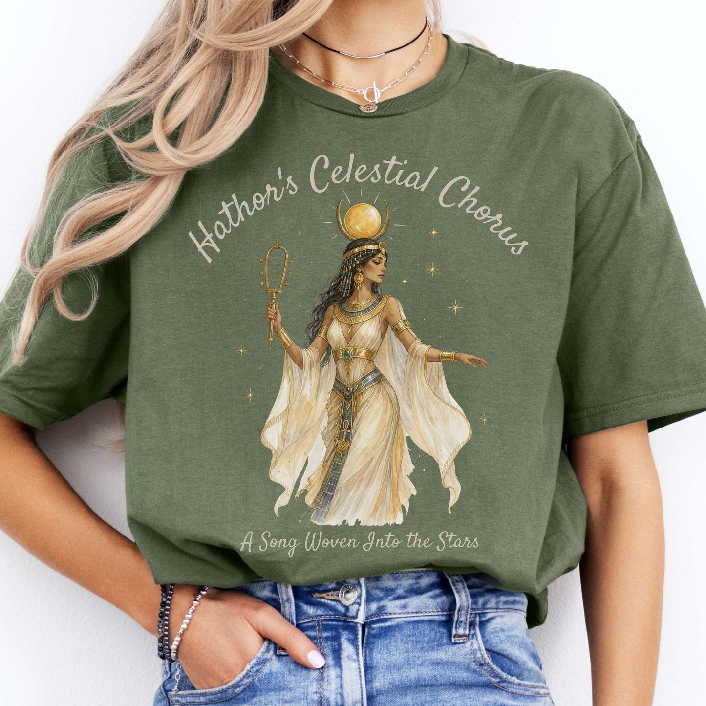 Hathor's Celestial Chorus Egyptian Mythology T-Shirt