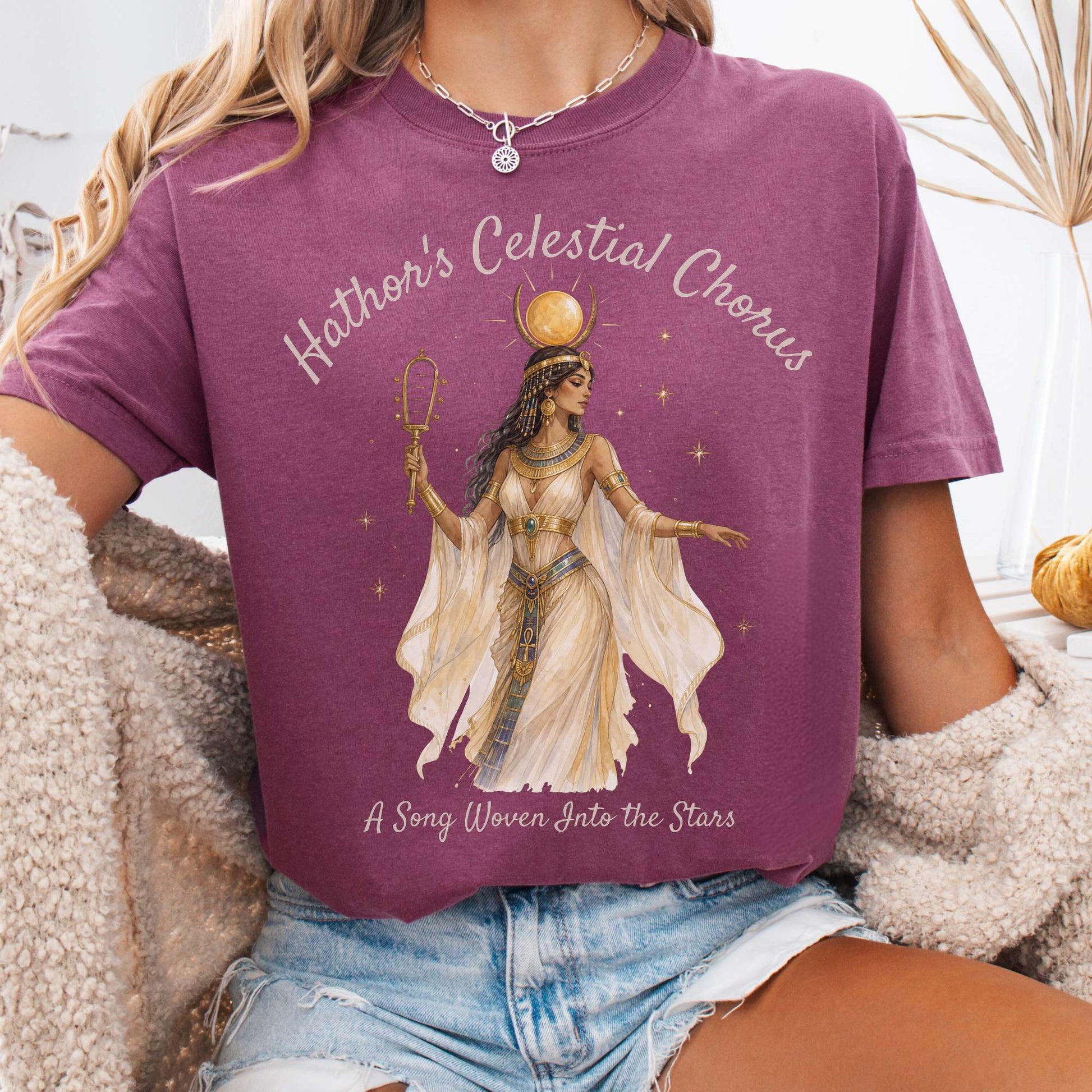T-Shirt Berry / S Hathor's Celestial Chorus Egyptian Mythology T-Shirt The Mystic Eden