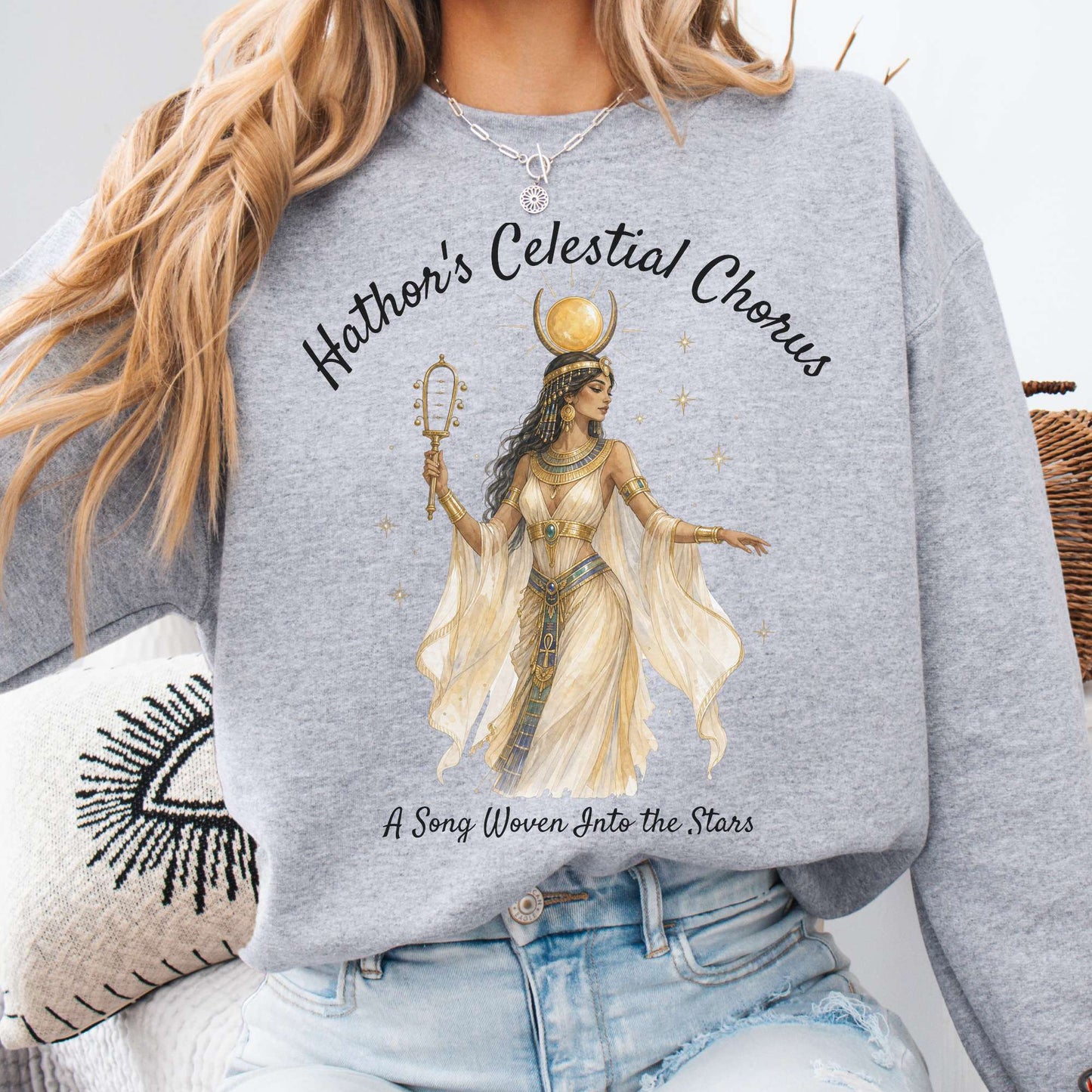 Hathor's Celestial Chorus Egyptian Mythology Sweatshirt