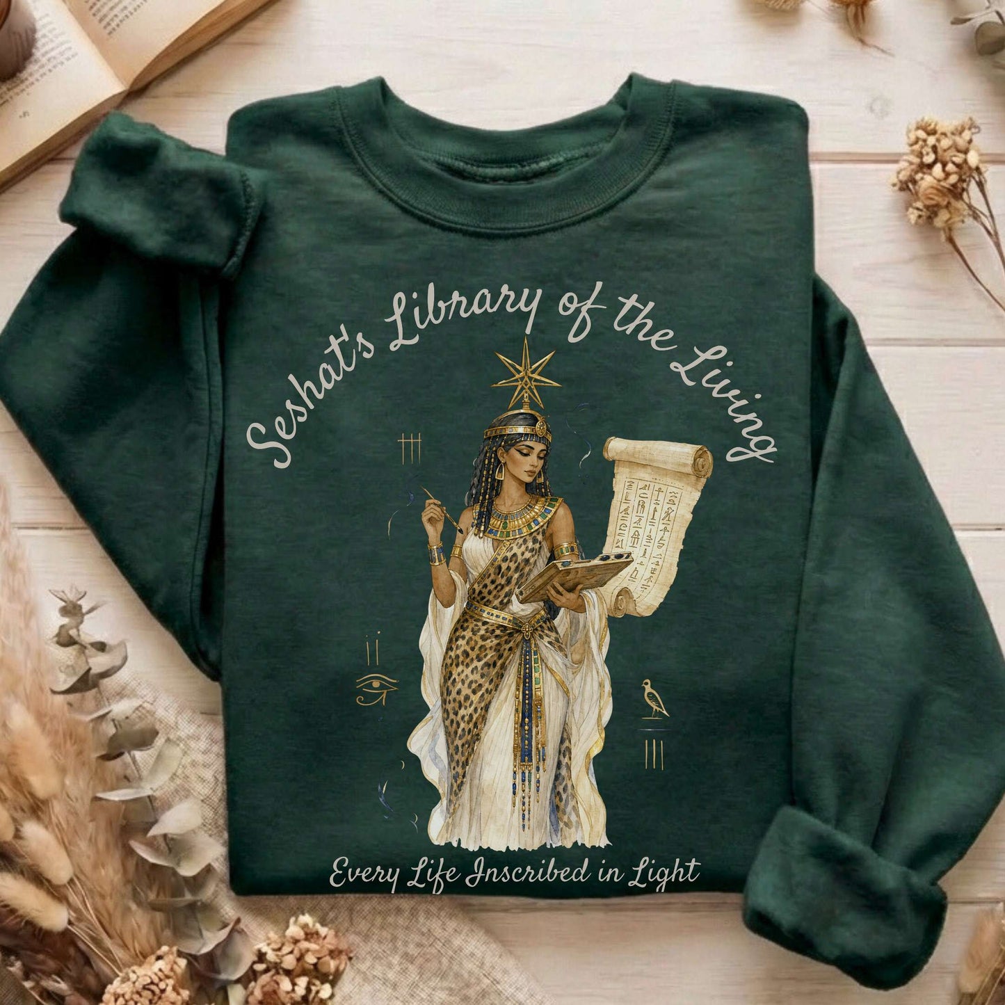 Seshat's Library of the Living Egyptian Mythology Sweatshirt