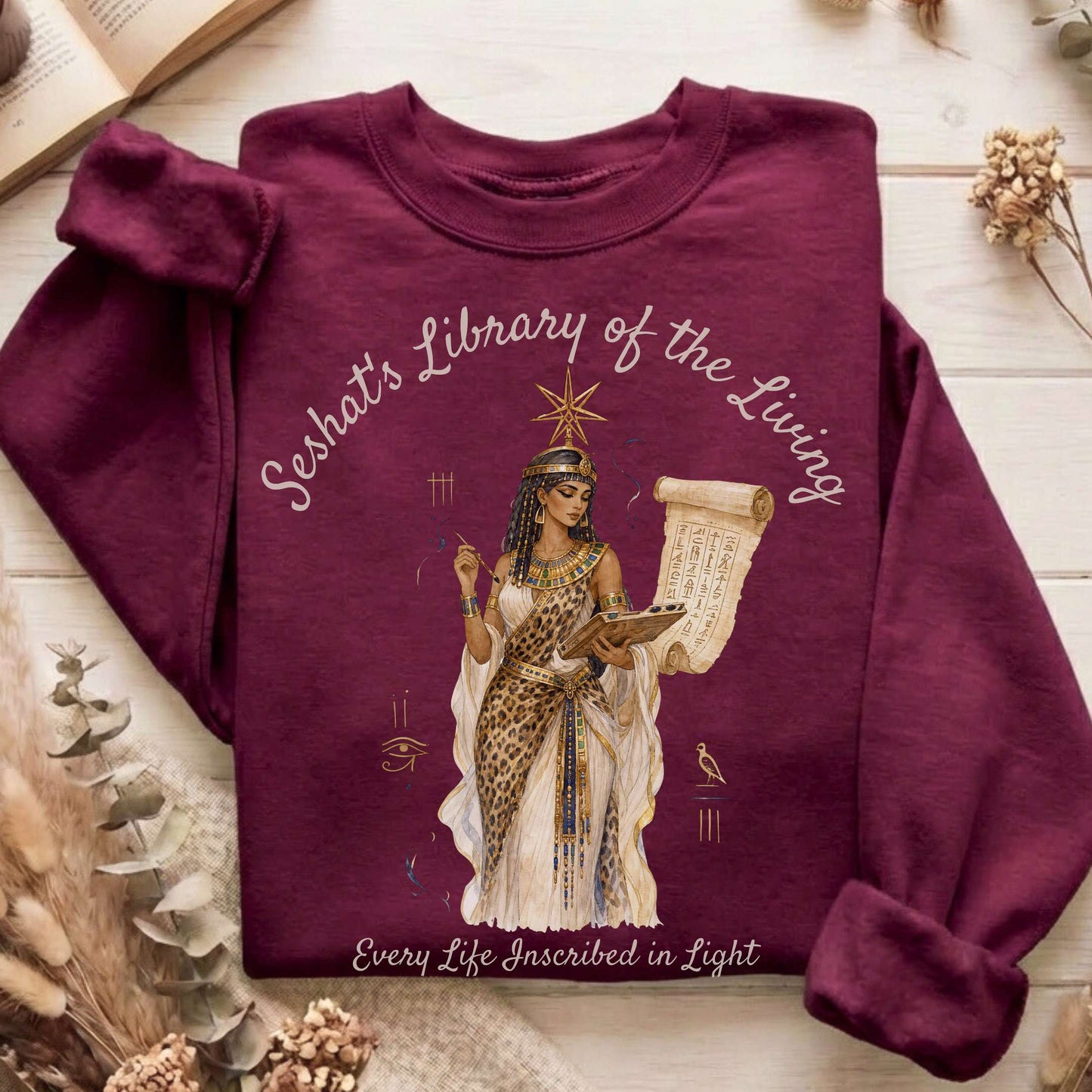 Seshat's Library of the Living Egyptian Mythology Sweatshirt