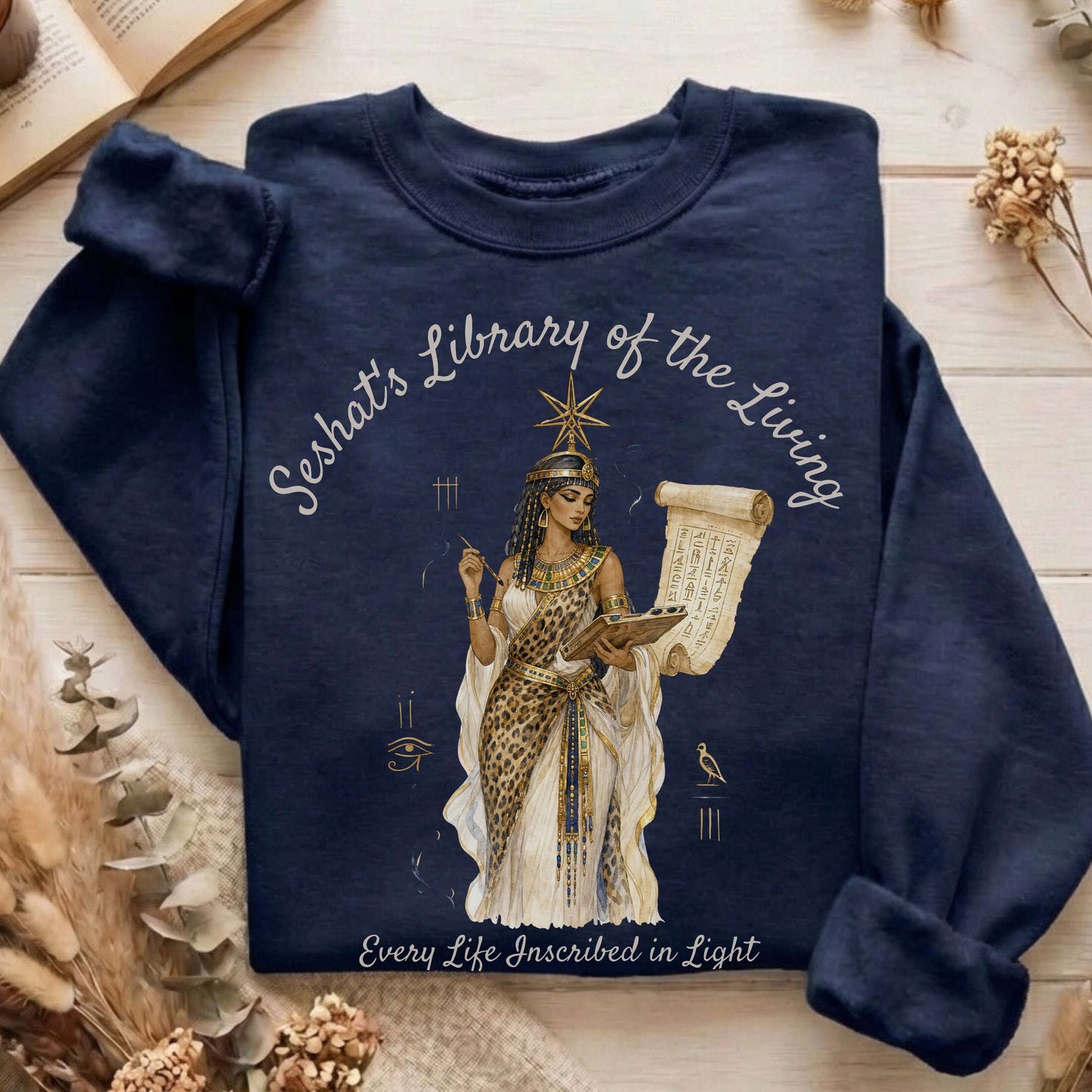 Seshat's Library of the Living Egyptian Mythology Sweatshirt