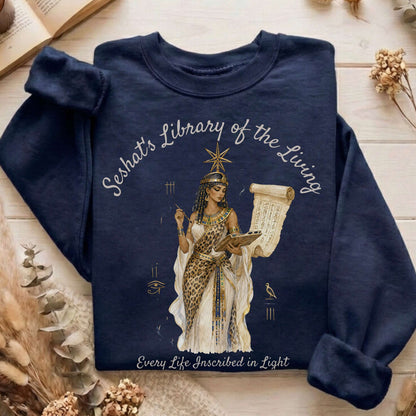 Seshat's Library of the Living Egyptian Mythology Sweatshirt