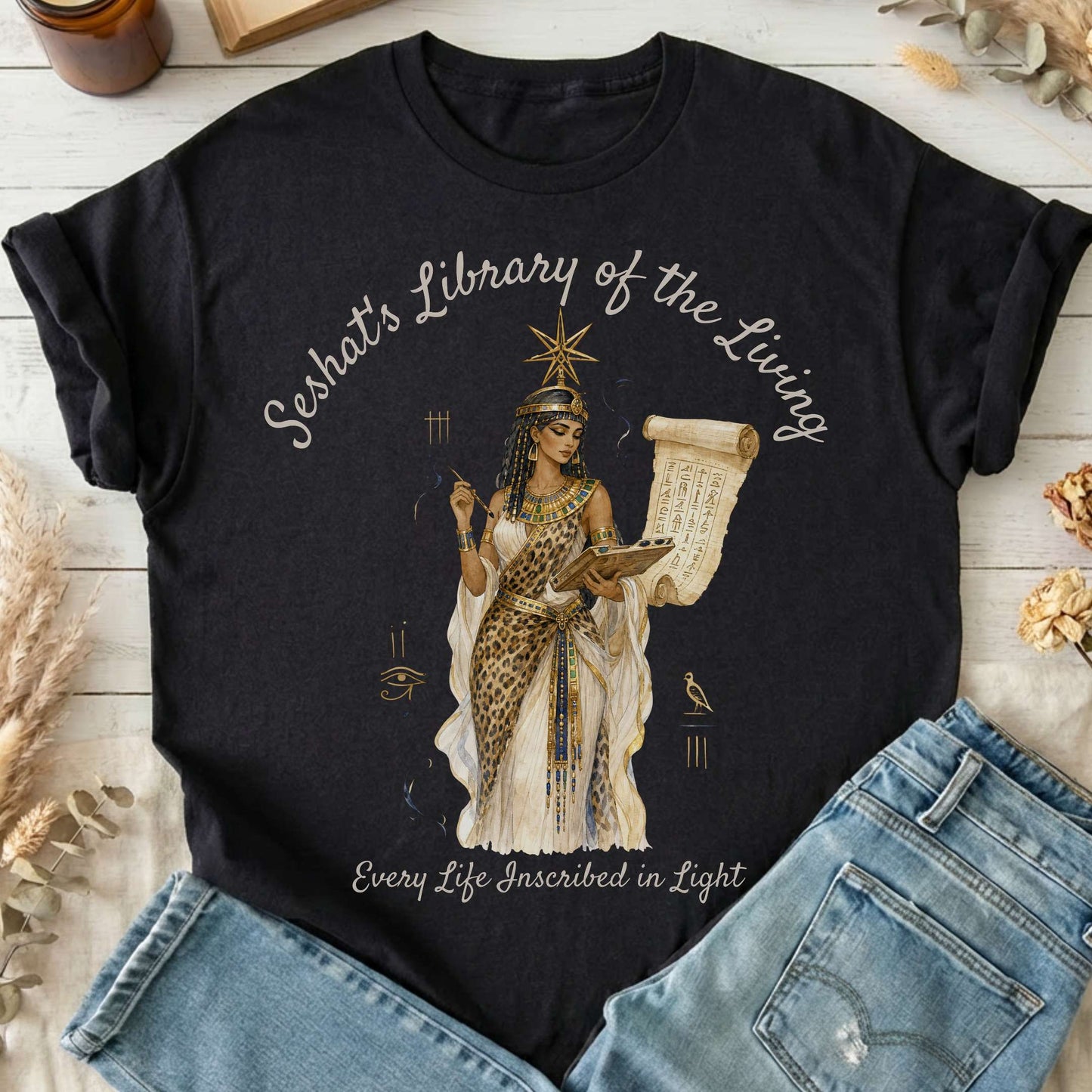 Seshat's Library of the Living Egyptian Mythology T-Shirt