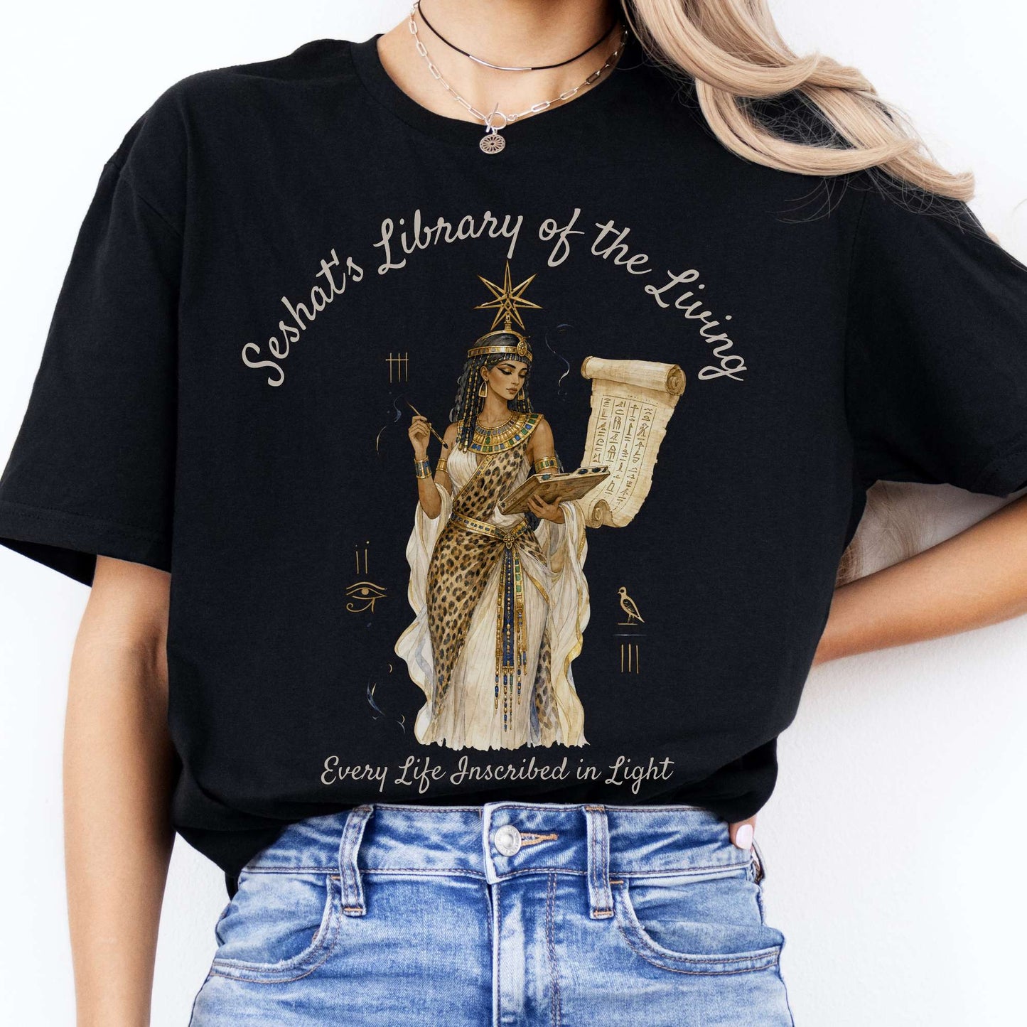 Seshat's Library of the Living Egyptian Mythology T-Shirt