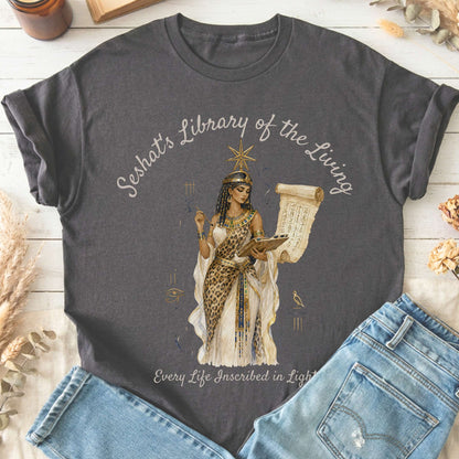 Seshat's Library of the Living Egyptian Mythology T-Shirt