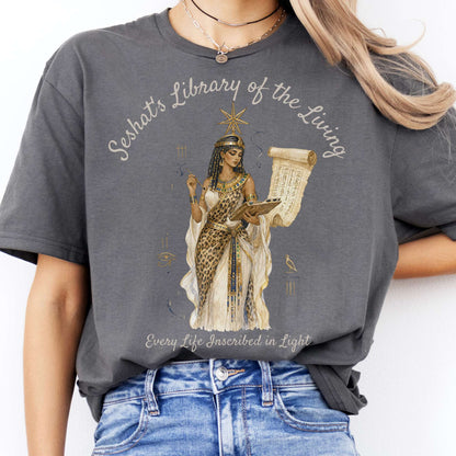 Seshat's Library of the Living Egyptian Mythology T-Shirt