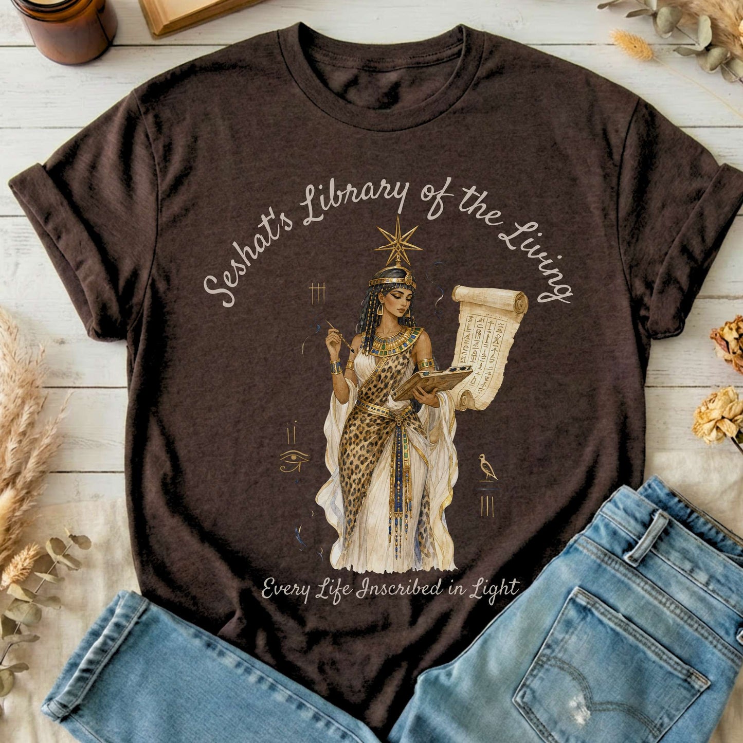 Seshat's Library of the Living Egyptian Mythology T-Shirt
