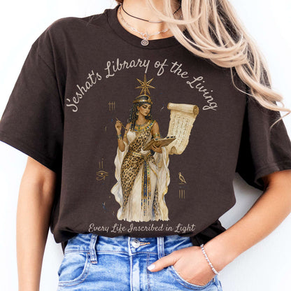 Seshat's Library of the Living Egyptian Mythology T-Shirt