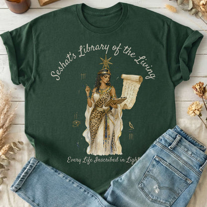 Seshat's Library of the Living Egyptian Mythology T-Shirt