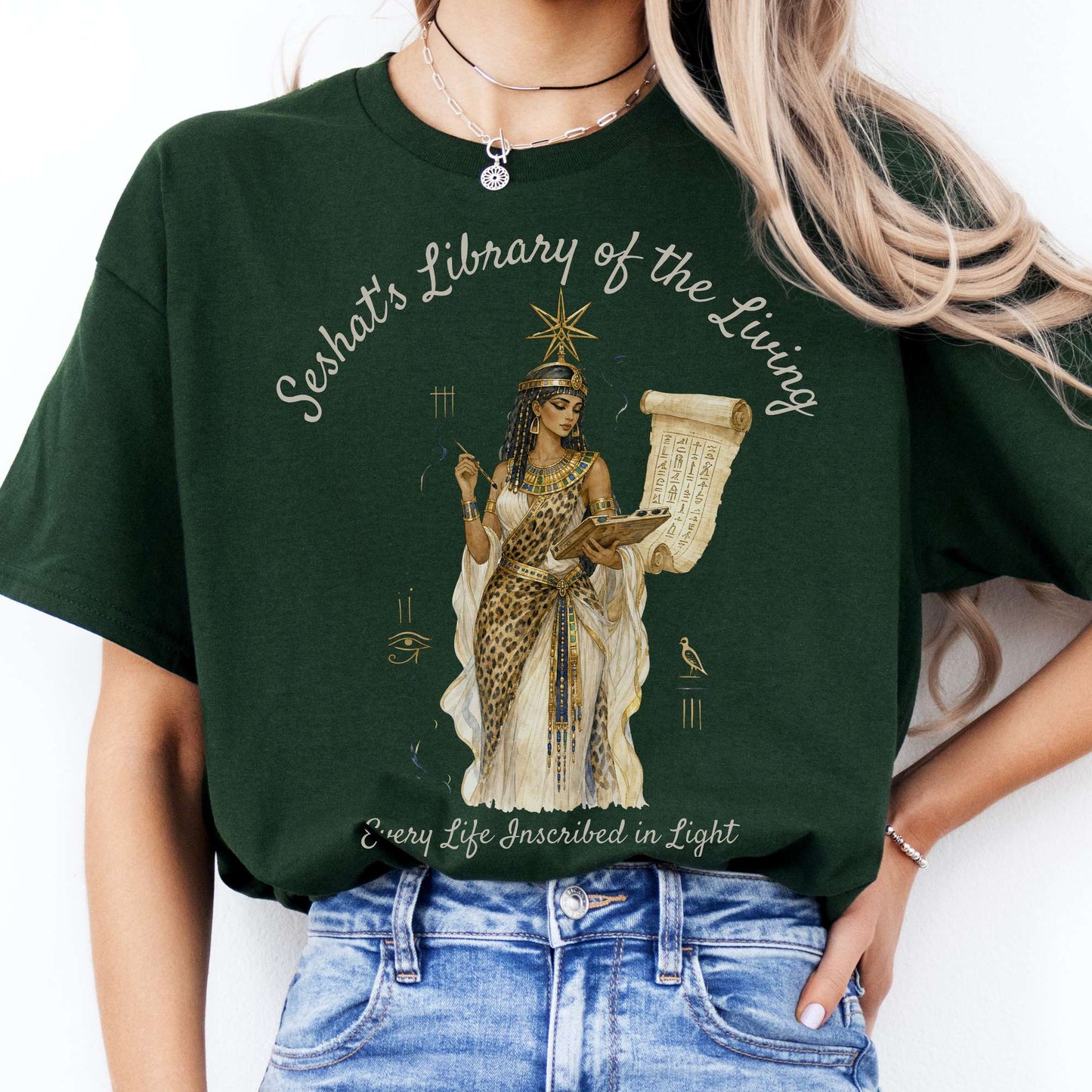 Seshat's Library of the Living Egyptian Mythology T-Shirt