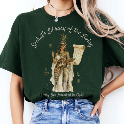 Seshat's Library of the Living Egyptian Mythology T-Shirt