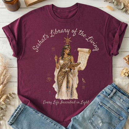 Seshat's Library of the Living Egyptian Mythology T-Shirt