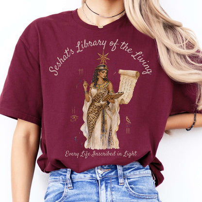 Seshat's Library of the Living Egyptian Mythology T-Shirt