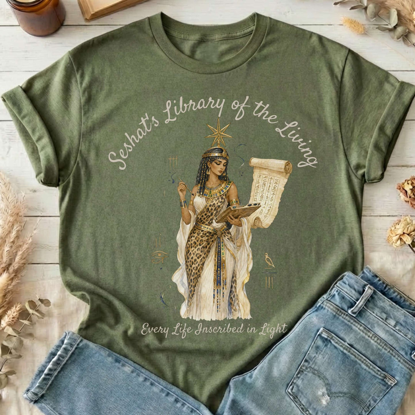Seshat's Library of the Living Egyptian Mythology T-Shirt