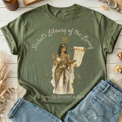 Seshat's Library of the Living Egyptian Mythology T-Shirt