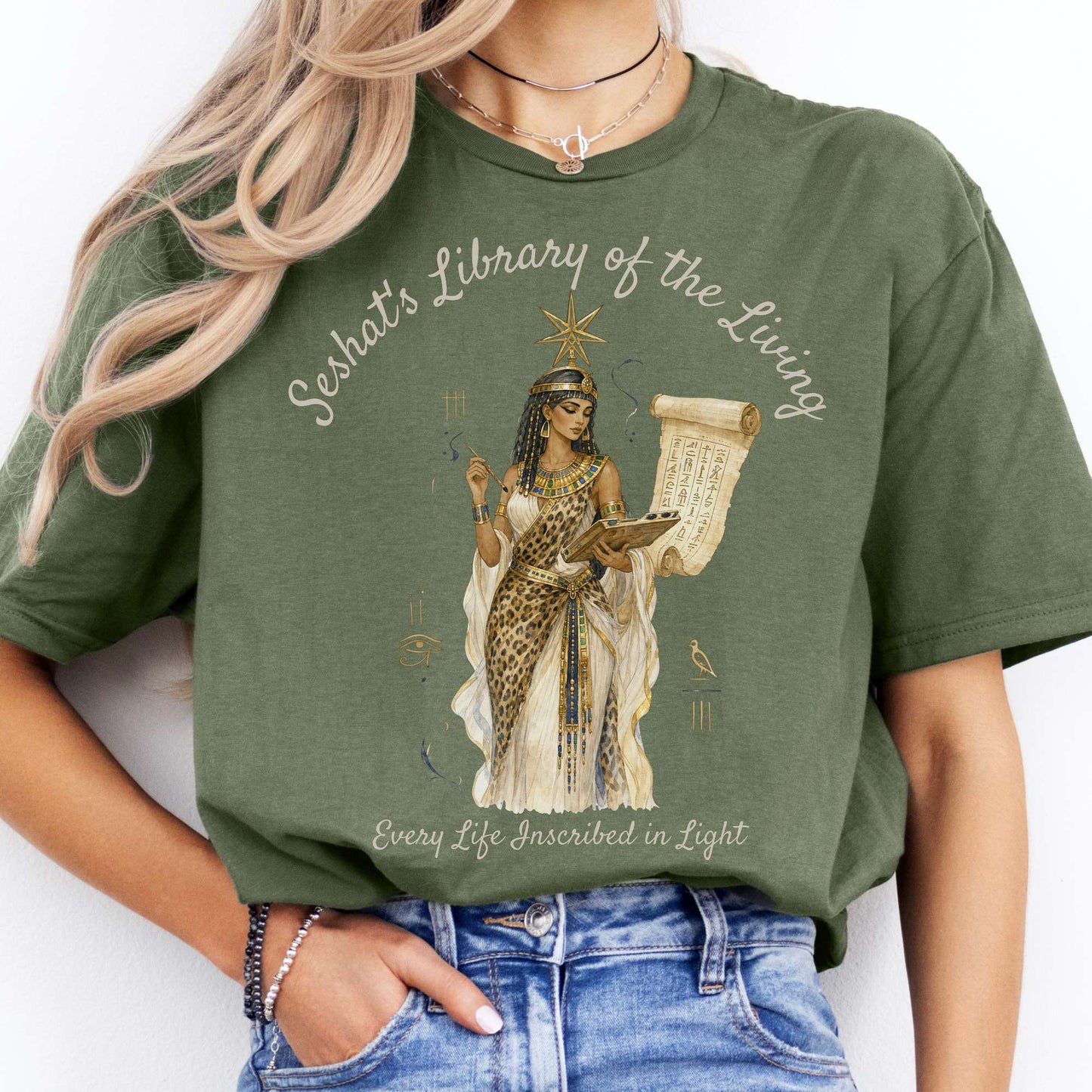 Seshat's Library of the Living Egyptian Mythology T-Shirt