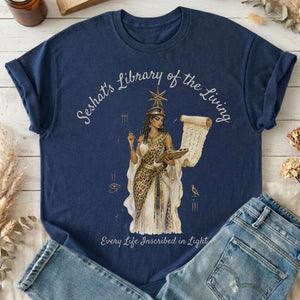 Seshat's Library of the Living Egyptian Mythology T-Shirt