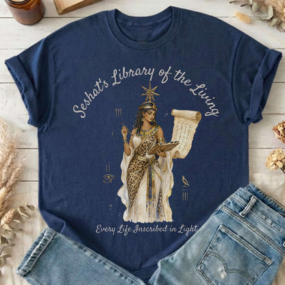 Seshat's Library of the Living Egyptian Mythology T-Shirt