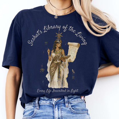 Seshat's Library of the Living Egyptian Mythology T-Shirt