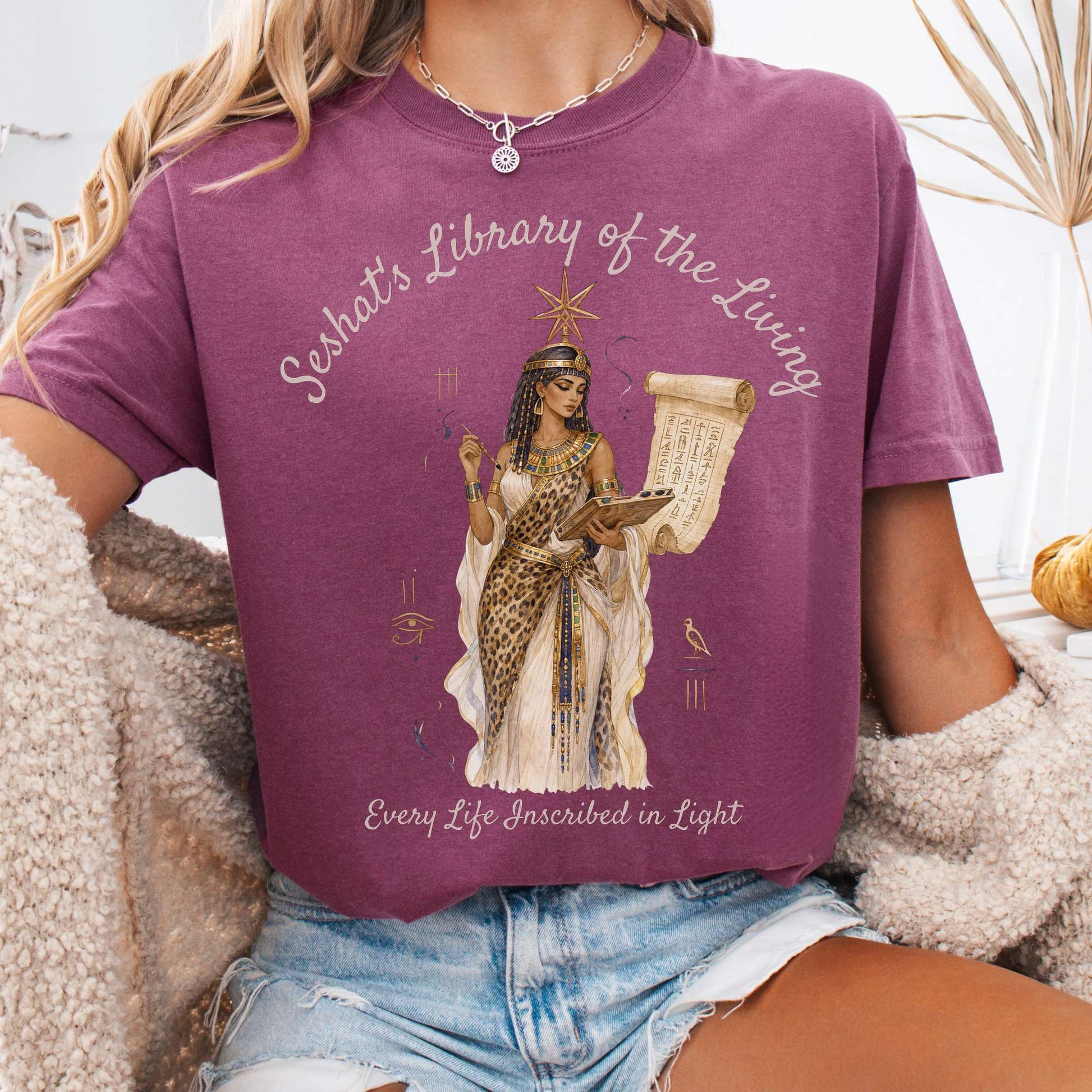 T-Shirt Berry / S Seshat's Library of the Living Egyptian Mythology T-Shirt The Mystic Eden